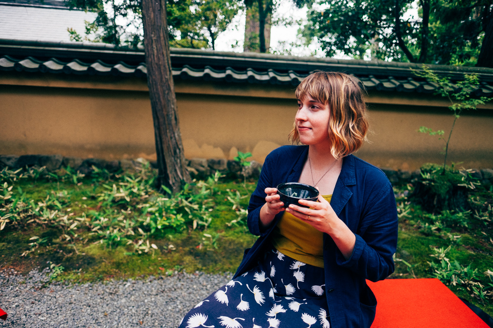 Mel Hattie at Golden Temple Teahouse Kyoto