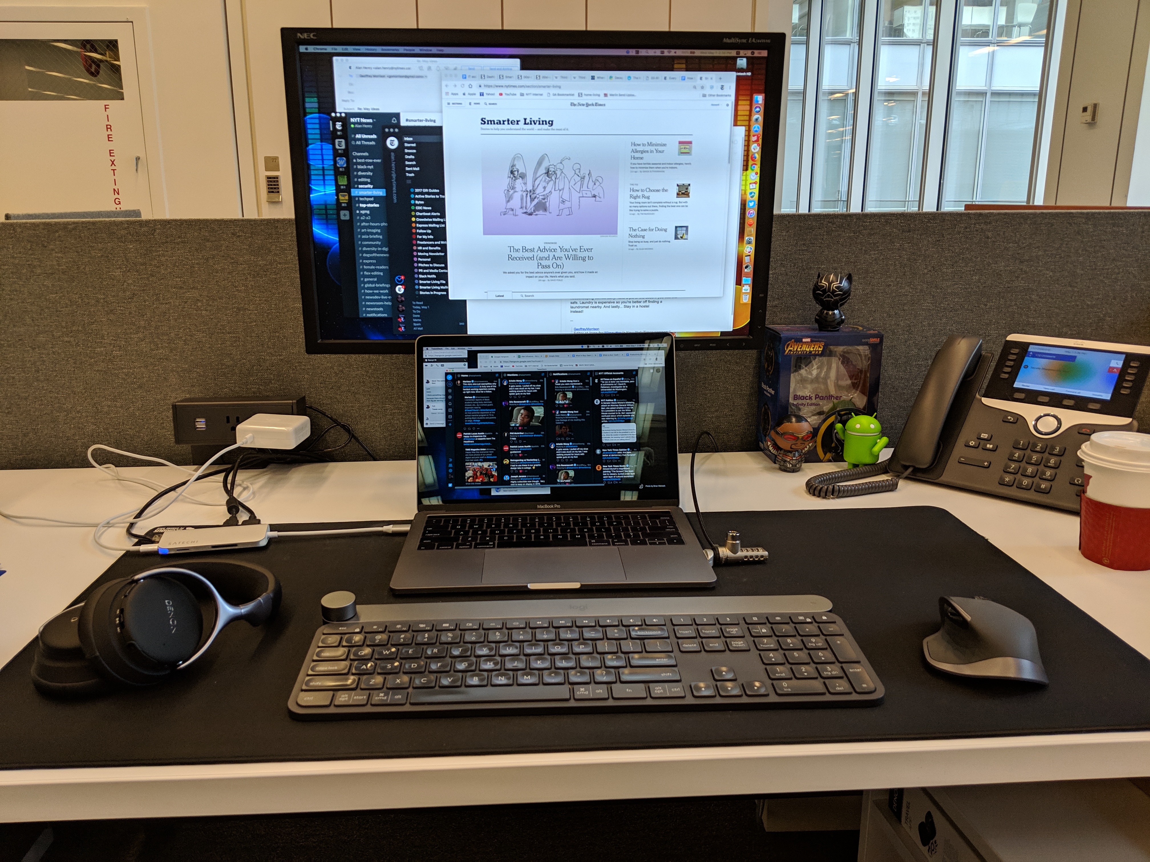 Alan Henry's setup at The New York Times office