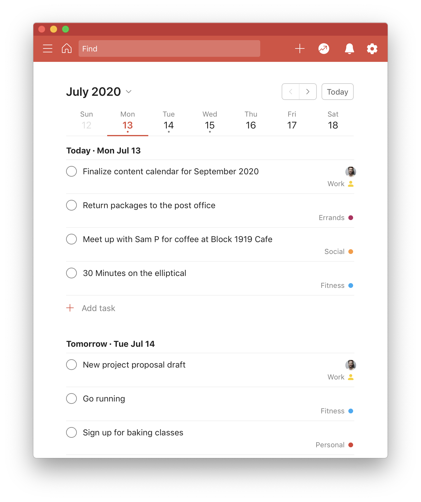Plan ahead using Upcoming View in Todoist