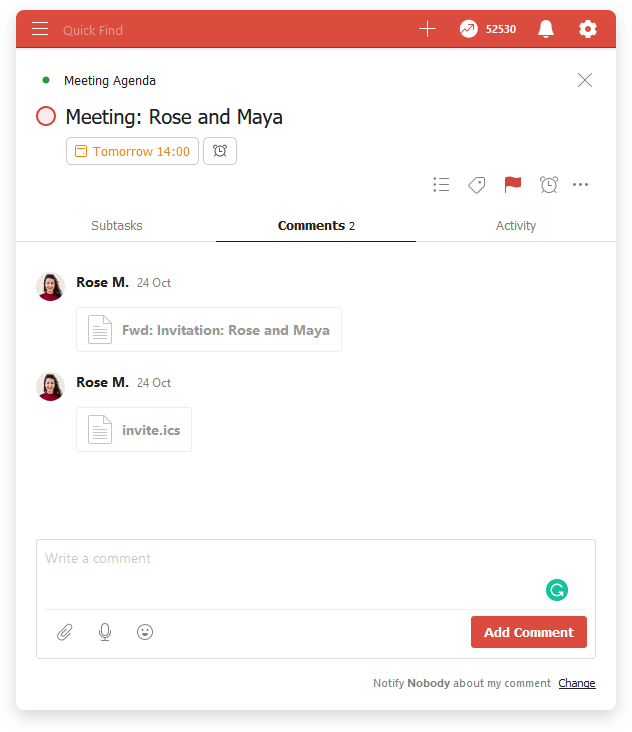 forward emails todoist comments
