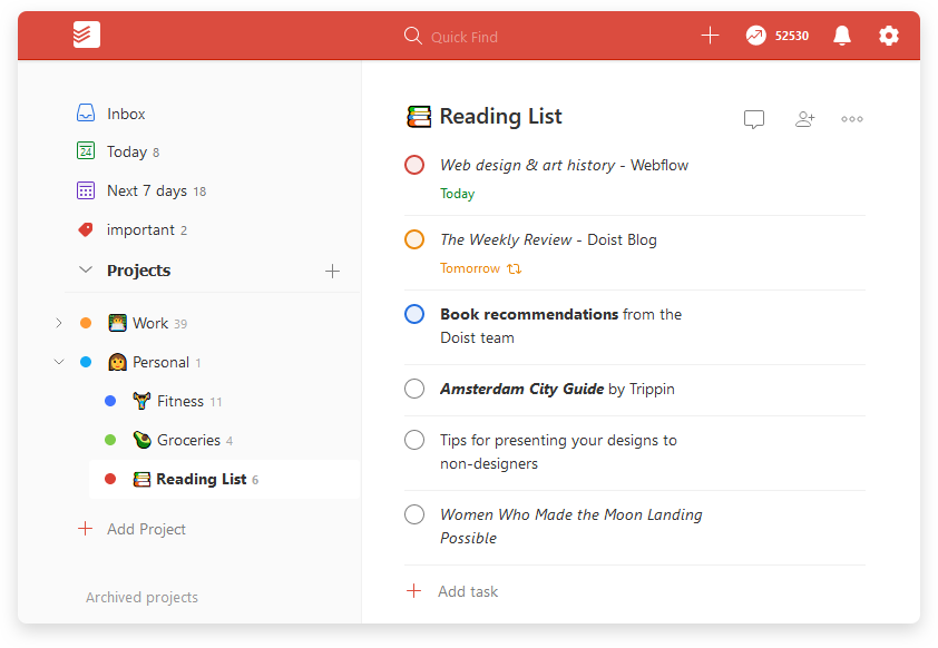 text formatting Todoist