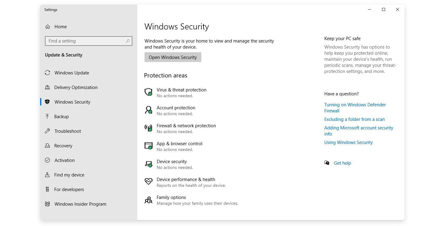 Keep your PC safe with Windows Security options