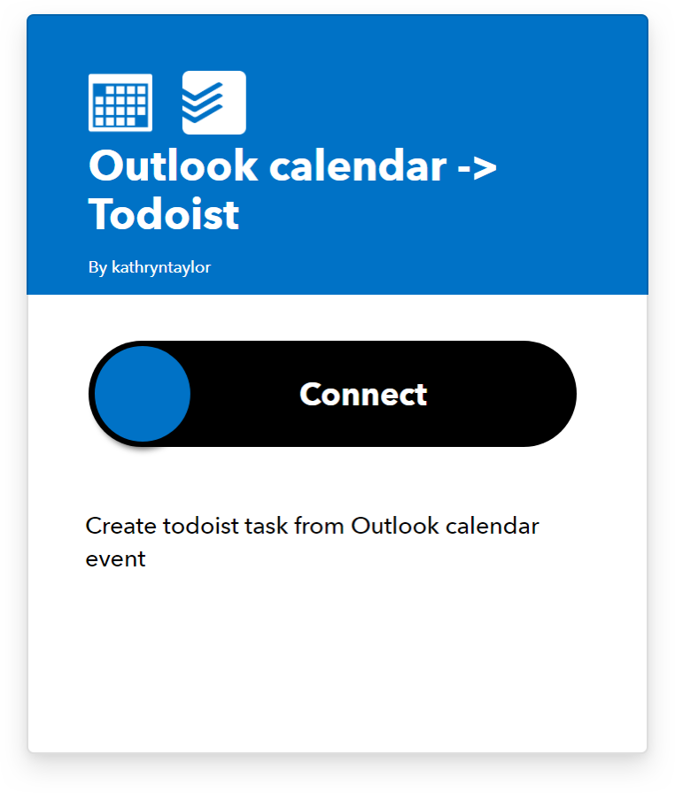 Add Outlook Calendar events as tasks in Todoist
