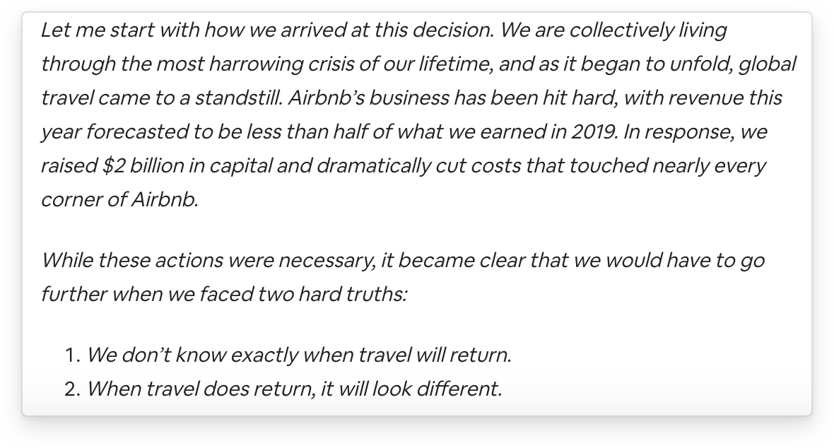 transparency Airbnb layoffs