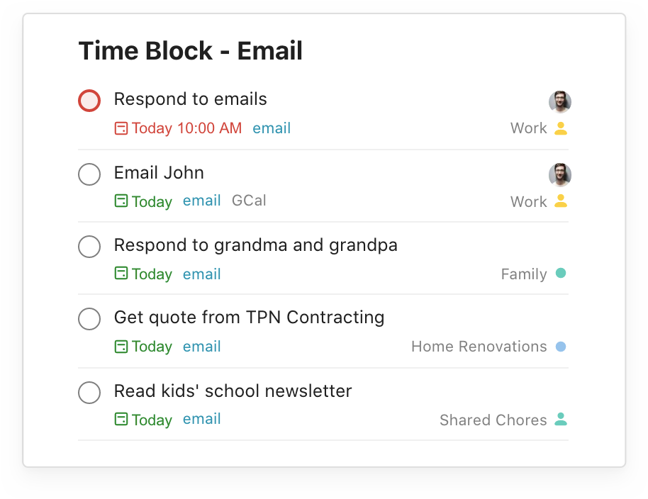 Time block email filter view