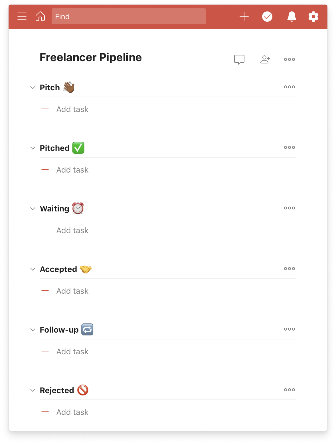Use Todoist Sections to create a Freelancer Pipeline