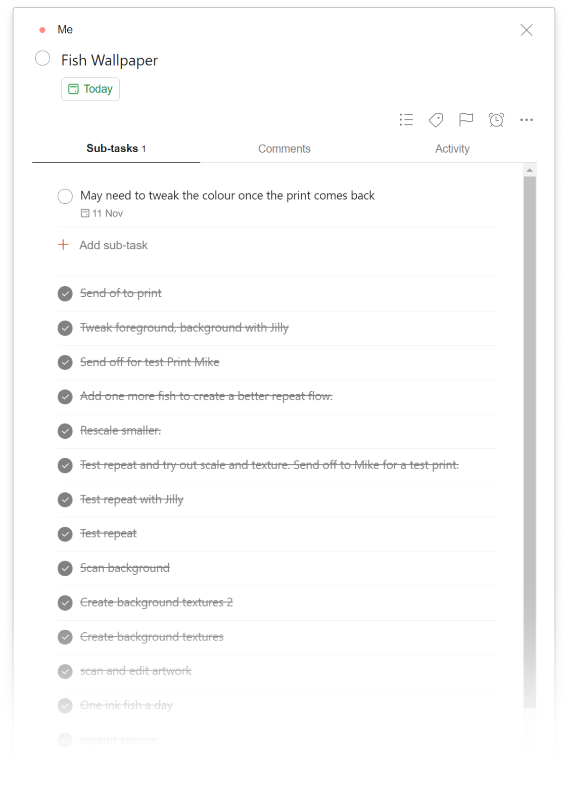 sian zeng user story todoist collection project