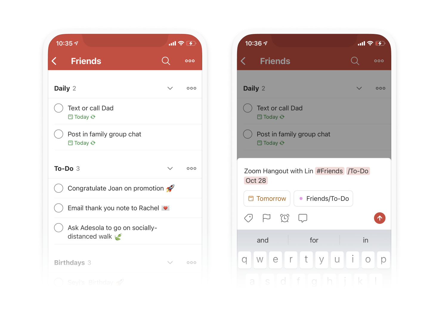 Todoist for Health friends and family