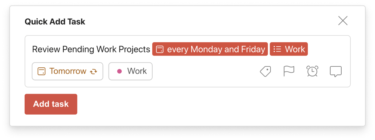 todoist for managers Recurring every Monday and Friday to “Review Pending Work Projects