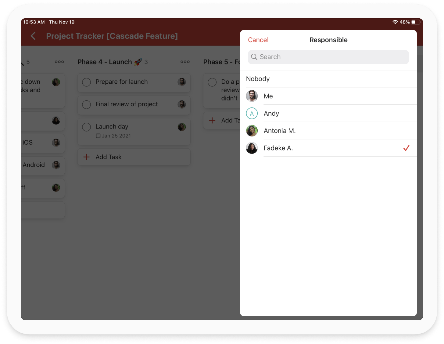 todoist for managers Assigning someone a task in Todoist [iPad Frame]