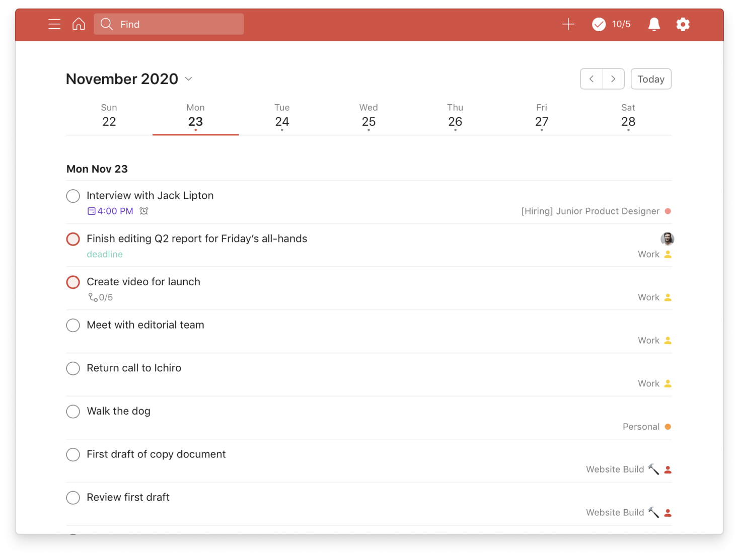 todoist for managers Plan with Upcoming View