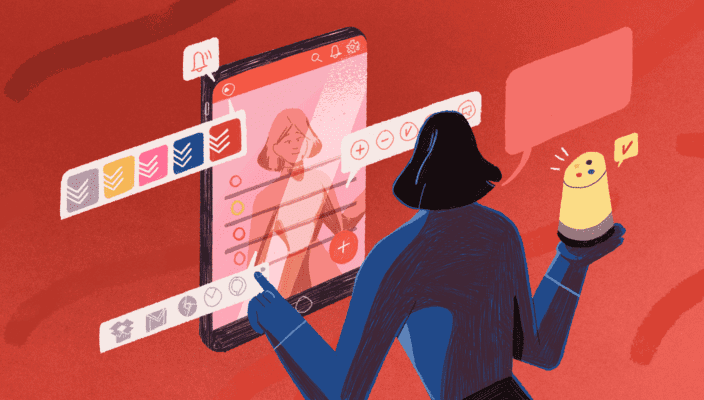 Illustration of people using new features in Todoist
