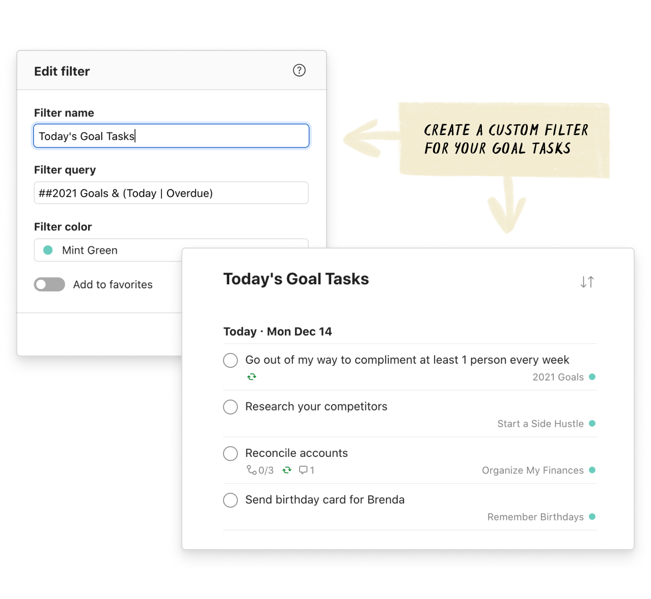 How to Set and Track Goals Todoist custom filter