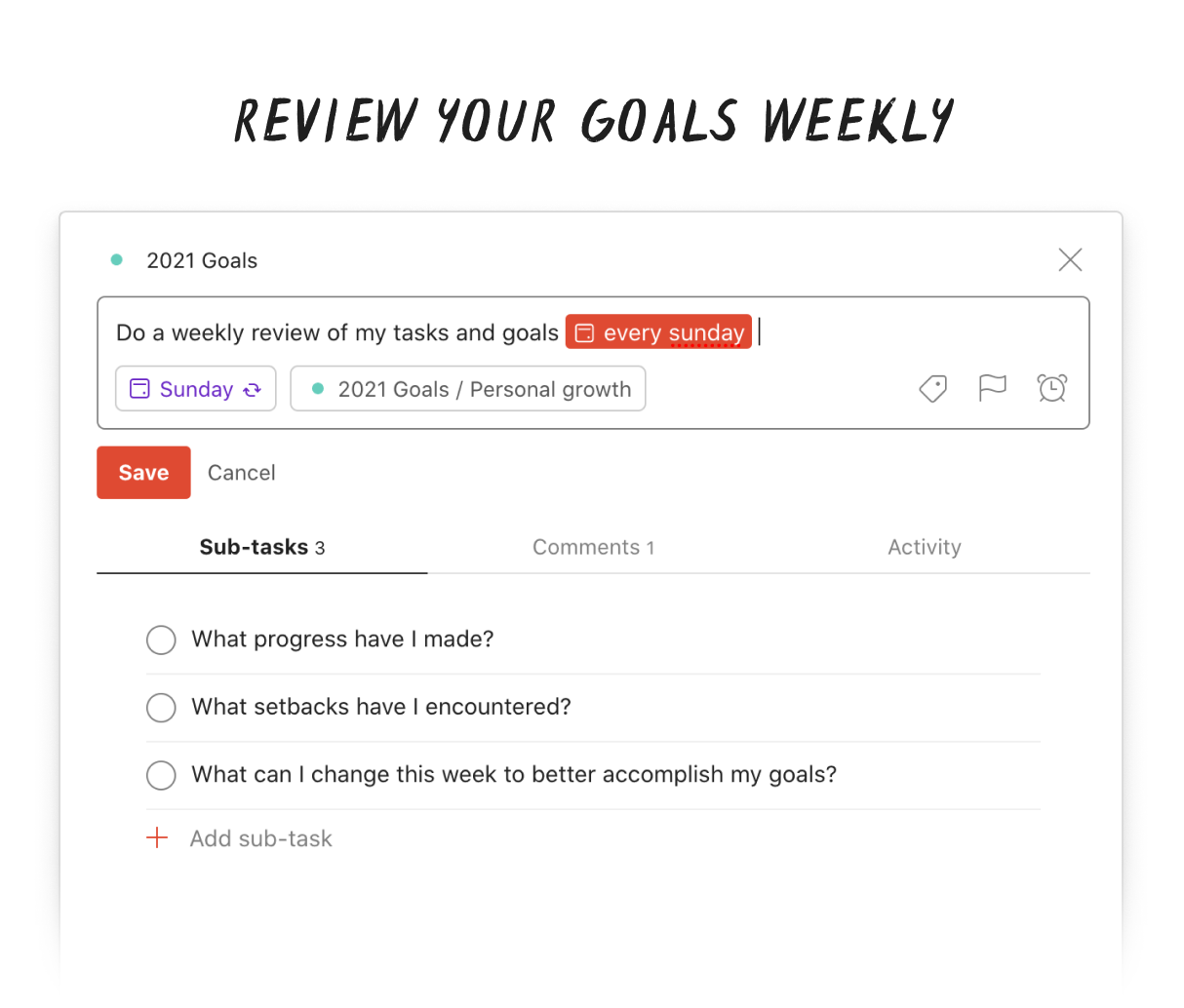 How to Set and Track Goals Todoist weekly review
