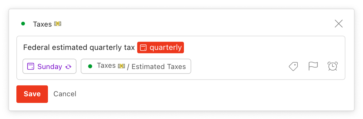 todoist for taxes estimated quarterly