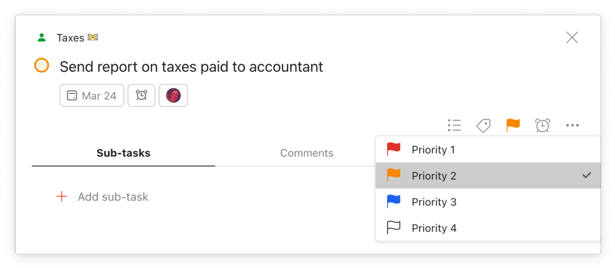 todoist for taxes priority levels